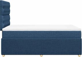 vidaXL Κρεβάτι Boxspring με Στρώμα Μπλε 120x200 εκ. Υφασμάτινο