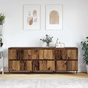 vidaXL Ντουλάπι αποθήκευσης 3 pcs Παλιό ξύλο 60 x 35 x 70 cm