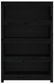 vidaXL Βιβλιοθήκη Μαύρη 80x35x126 εκ. από Μασίφ Ξύλο Πεύκου