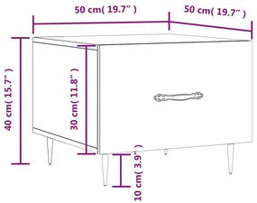 Τραπεζάκι Σαλονιού Γυαλ. Λευκό 50 x 50 x 40 εκ. Επεξεργ. Ξύλο - Λευκό