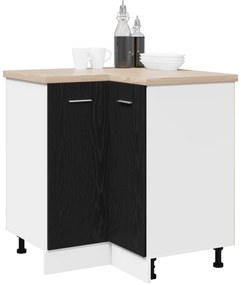vidaXL Μαύρο Δρυς Γωνιακό Κάτω Ντουλάπι - 75.5 x 75.5 x 81.5 εκ, Φτιαγμένο από Επεξεργασμένο Ξύλο