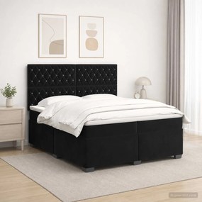 vidaXL Κρεβάτι box spring με στρώμα Μαύρο 200 x 200 cm Βελούδο