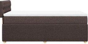 vidaXL Κρεβάτι Boxspring με Στρώμα Σκούρο Καφέ 100x200 εκ. Υφασμάτινο