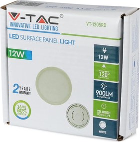 V-TAC LED panel επιφανειακό 12W 4000K Φυσικό λευκό Στρογγυλό