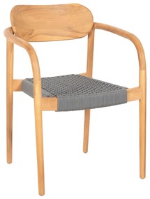 Πολυθρόνα OSLO Ξύλο Teak Φυσικό και Γκρί Σχοινί 55x54x80Yεκ. 55x54x80 εκ.