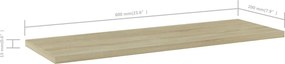 vidaXL Ράφια Βιβλιοθήκης 4 τεμ. Sonoma Δρυς 60x20x1,5 εκ. Μοριοσανίδα