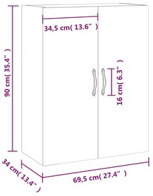 Ντουλάπι Τοίχου Λευκό 69,5 x 34 x 90 εκ. - Λευκό