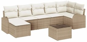 vidaXL Σετ Καναπέ Κήπου με μαξιλάρι 8 pcs Μπεζ Πολυ ράταν