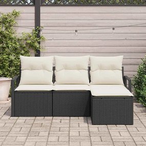 vidaXL Σετ Καναπέ Κήπου 4 pcs Μαύρο Πολυ ράταν