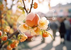 Intra Συλλεκτικό Ξύλινο Παζλ Plywood 4mm - Κλαδί δέντρου με άνθη πορτοκαλιάς και ανθρώπους Σε Ξύλινο Κουτί - Διαστάσεις: 10x10 cm – 25 κομμάτια