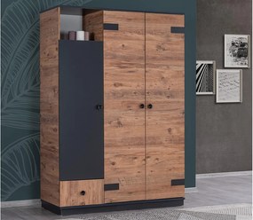 Stewehome Τρίφυλλη Ξύλινη Ντουλάπα Ρούχων 131x53x190 cm
