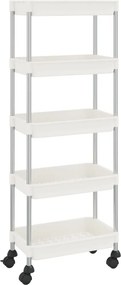 vidaXL Τρόλεϊ Κουζίνας 5 Επιπέδων Λευκό 42 x 29 x 128 εκ. Σίδερο/ABS