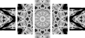 Ενδιαφέρουσα εικόνα 5 μερών Mandala σε ασπρόμαυρο - 200x100