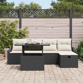 vidaXL Σετ Καναπέ Κήπου με μαξιλάρι 6 pcs Μαύρο Πολυ ράταν