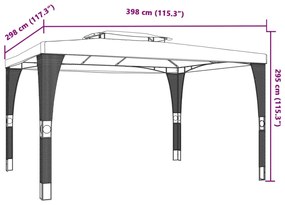 Κιόσκι με Διπλή Οροφή Ανθρακί 3,98x2,98 μ. Ατσάλινο - Ανθρακί