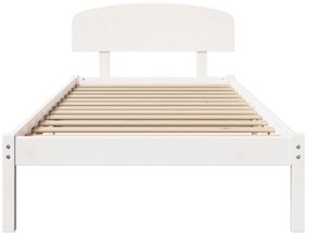 vidaXL Κρεβάτι με Πίσω Κεφαλάρι Λευκό 100x200 εκ Μασίφ Ξύλο Πεύκου