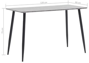 vidaXL Τραπεζαρία Γκρι 120 x 60 x 75 εκ. από MDF