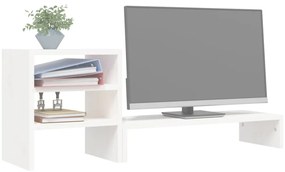 vidaXL Βάση Οθόνης Λευκή 81x20x30 εκ. από Μασίφ Ξύλο Πεύκου