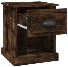 vidaXL Κομοδίνα 2 τεμ. Καπνιστή Δρυς 39x39x47,5 εκ. Επεξεργασμένο Ξύλο
