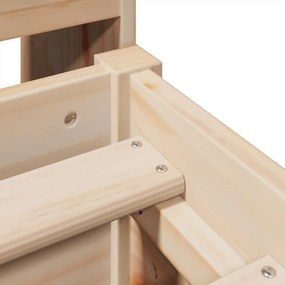 Κρεβάτι Βιβλιοθήκη Χωρίς Στρώμα 120x190 εκ Μασίφ Ξύλο Πεύκου - Καφέ