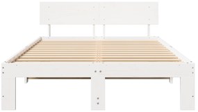 vidaXL Κρεβάτι με Κεφαλάρι Λευκό 120x200 εκ. Μασίφ ξύλο πεύκου