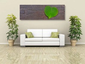 Φύλλο εικόνας σε σχήμα καρδιάς σε ξύλινο φόντο - 150x50