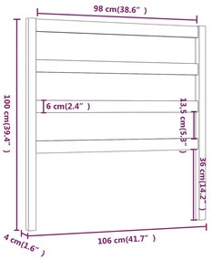 vidaXL Κεφαλάρι Κρεβατιού 106 x 4 x 100 εκ. από Μασίφ Ξύλο Πεύκου