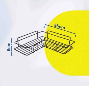 Γωνιακό Μεταλλικό Ράφι Τοίχου 26x26x6cm Άσπρο ή Μαύρο