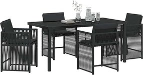 vidaXL Σέτ φαγητού για κήπο 5 pcs Μαύρο συνθετικό ρατάν