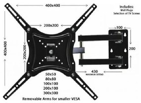 Universal Βάση τηλεόρασης τοίχου 14&quot;-55&quot; έως 50kg HDL-117B-2 - Universal plasma wall mount