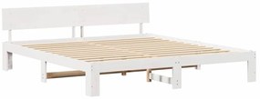 vidaXL Σκελετός Κρεβατιού Λευκό 200 x 200 cm Μασίφ ξύλο πεύκου