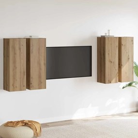 vidaXL Σύνολο Ντουλαπιών Τηλεόρασης Επιτοίχιο 4 pcs artisan δρυς