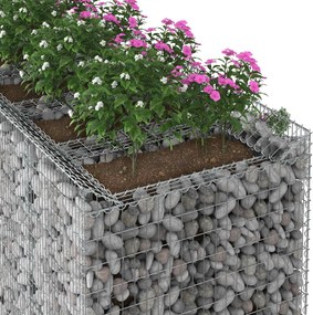 vidaXL Ανασηκωμένο κρεβάτι gabion 2 pcs Ασημί