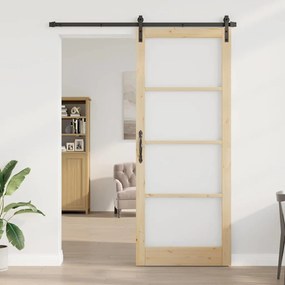 vidaXL Συρόμενη Πόρτα ORKDAL Καφέ 93 x 232 εκ. Μασίφ ξύλο πεύκου