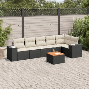 vidaXL Patio Sofa Set 7-θέσια Black and Cream