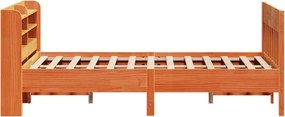 vidaXL Σκελετός Κρεβ. Χωρίς Στρώμα Καφέ Κεριού 135x190 εκ Μασίφ Πεύκο