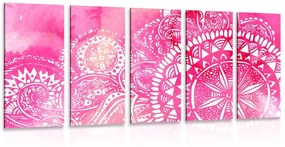 Εικόνα 5 τμημάτων Μάνταλα ροζ ακουαρέλα - 100x50