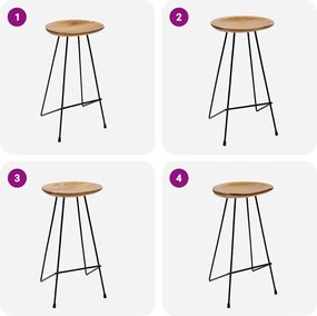 vidaXL Σκαμπό Μπαρ 2 τεμ. από Μασίφ Ξύλο Teak