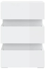 vidaXL Κομοδίνο με LED Γυαλιστερό Λευκό 45x35x67 εκ. Επεξεργασμ. Ξύλο