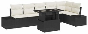 vidaXL Σετ Καναπέ Κήπου 7 pcs Μαύρο και κρεμ 100 x 55 x 73 εκ