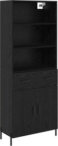 vidaXL Highboard Μαύρη δρυς 69,5 x 34 x 180 εκ. Επεξεργασμένο ξύλο