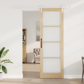 vidaXL Συρόμενη Πόρτα με Σετ Εξαρτημάτων 'ORKDAL' Στερεό Ξύλο & Γυαλί