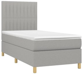 Κρεβάτι Boxspring με Στρώμα Ανοιχτό Γκρι 80x200 εκ. Υφασμάτινο - Γκρι