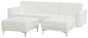 Γωνιακός Καναπές Berwyn G111, Λειτουργία ύπνου, Άσπρο, 267x168x83cm, Πόδια: Μέταλλο