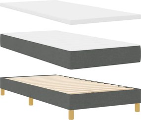 vidaXL LED Κρεβάτι με βάθρο Σκούρο Γκρι 100 x 200 cm ύφασμα