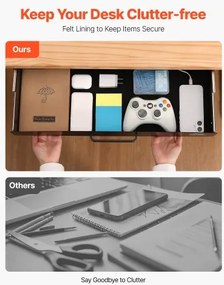 VEVOR 58 cm Under Desk Drawer Organizer Slide-out Drawer Space Saver Home Office