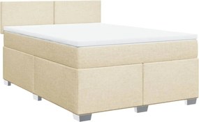 vidaXL Κρεβάτι Boxspring με Στρώμα Κρεμ 140x190 εκ. Υφασμάτινο