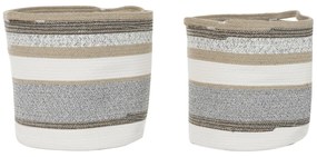 Σετ Καλαθιών DKD Home Decor Λευκό Γκρι Φυσικό Γιούτα (2 Τεμάχια)
