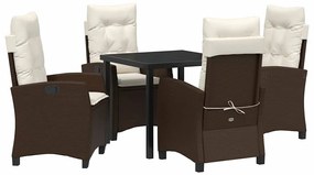 vidaXL Σέτ φαγητού για κήπο 5 pcs Καφέ συνθετικό ρατάν