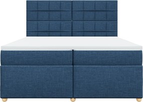 vidaXL Κρεβάτι Boxspring με Στρώμα Μπλε 200x200 εκ. Υφασμάτινο